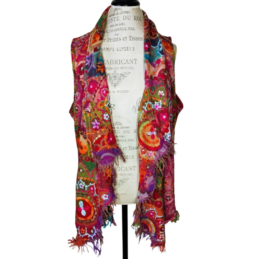 Anu Cardigan Womens XL Wool Floral Boho Hippie Whimsy Gypsy Festival Embroidered